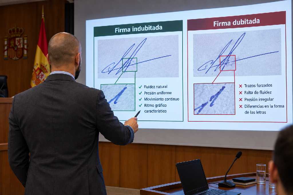 Comparación entre firma indubitada y firma dubitada